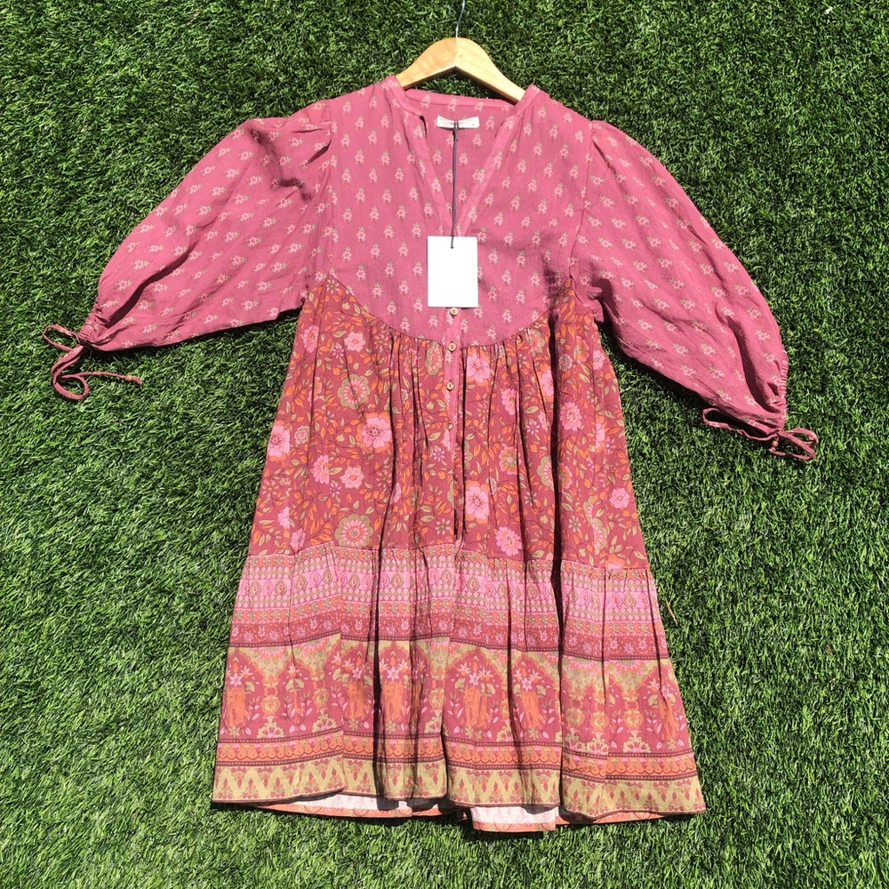NWT Spell and the Gypsy Collective Utopia pink floral print cotton mini dress - Picture 3 of 8